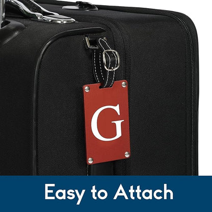 Premium 3-Layer Aluminum Luggage Tags by Fortuna - Easy to Claim, Laser-Engraved, Plastic-Free, and Eco-Friendly Luggage Tag Holders, 2-Pack, Red (G)