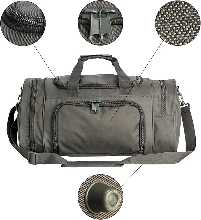 Military Tactical Outdoor Gym Bag Small Duffel Bag with Shoes Compartment for Sports Travel Camping Hunting (A-Grey)