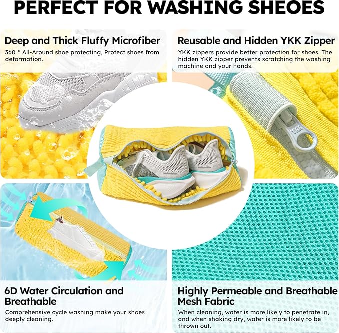 Shoe Washing Machine Bag: Shoe Bag for Washing Machine - Reusable Shoe Cleaning Bag for Sneaker Tennis Shoes Unstain Cleaner Kit