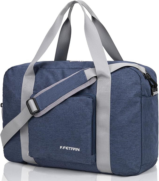 For Spirit Airlines Personal Item Bag 17.7x12.6x6.3 Foldable Travel Duffel Bag Underseat Carry-on Luggage for Women and men 25L(Navy Blue)