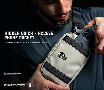 Gymreapers Travel Small Crossbody Bags for Men & Women with Hidden Pocket - Waterproof Crosssbody Fanny Pack for Men with Adjustable Shoulder Sling Belt for Traveling, Running & Hiking (Desert Sand)