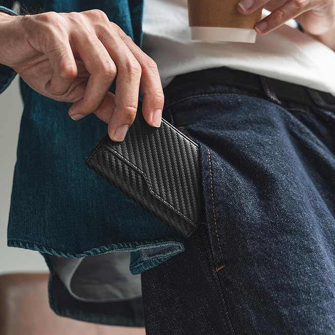 VULKIT Card Holder Wallet with Double ID Windows RFID Blocking Pop Up Wallet Minimalist Design for 12 Cards