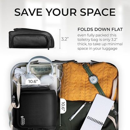 Travel Toiletry Bag for Men and Women - (10.6”x10.6”x3.2”) Large Hanging Toiletry Organizer - Waterproof Hygiene Bag with Metal XXL Swivel Hook, with Sturdy Zippers and 15 Compartments for Toiletries