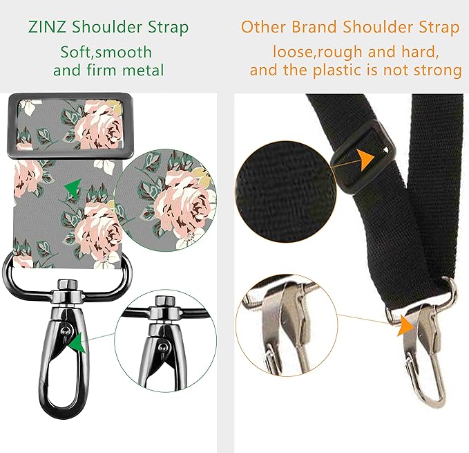 ZINZ 79 inch Shoulder Strap, Extra-thick Fixed Cushion Pad and Dual Clasps Universal Replacement Strap with Metal Swivel Hooks for Laptop Bags, Luggage Bags, Camera, Crossbody (200cm,Light Rose)