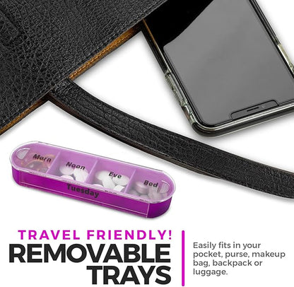 MEDca Weekly Pill Organizer, Four Times-a-Day, Pack of 2 Dispensers with Stackable AM/PM Compartments