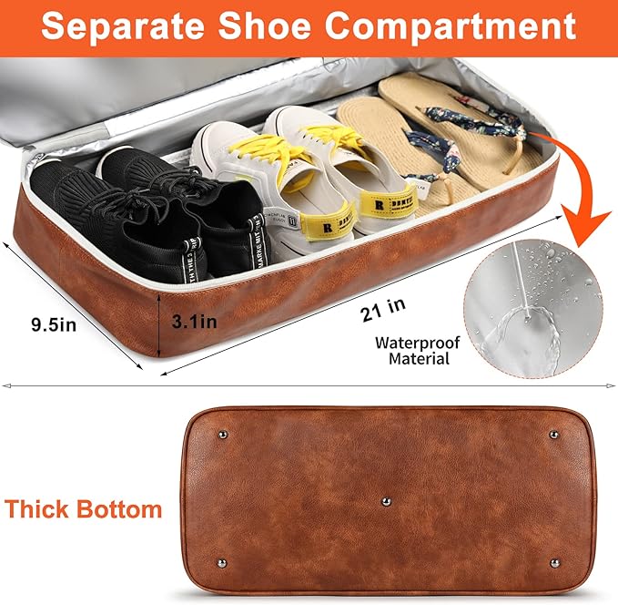 IBFUN Weekender Bags for Women, 21" Weekender Travel Bag, Travel Duffle Bag with Shoe Compartment Carry on Overnight Duffel Bag for Weekend Travel Business Trip, 3PCS