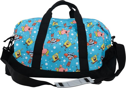 SpongeBob Duffle Bag, 16 inch Travel Sleepover Weekender Bag for Girls & Boys, Blue