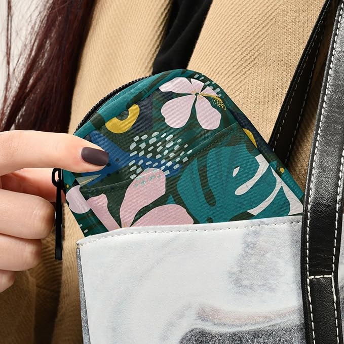 Fustylead Collage Contemporary Hawaiian Hibiscus Floral Pill Organizer and Storage Weekly with Zipper, Removable Pill Box Portable Medicine Organizer for Vitamin Fish Oil Supplement