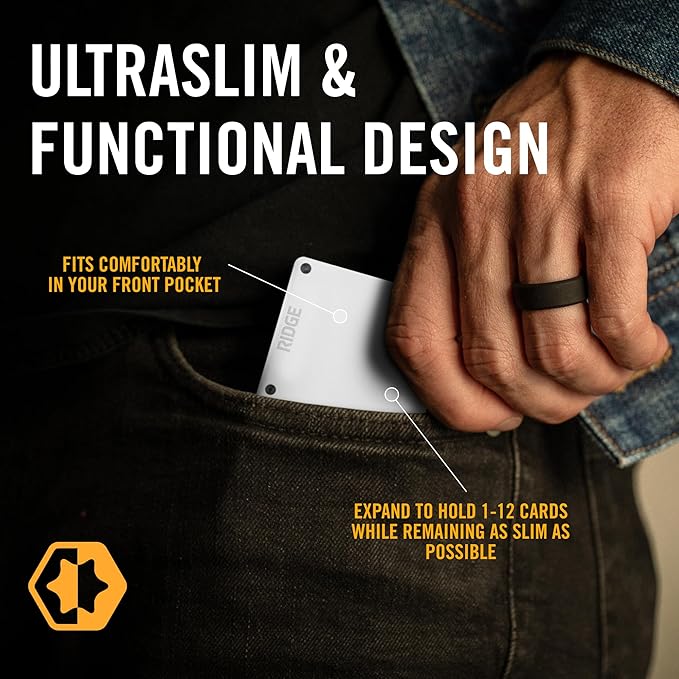 The Ridge Wallet - Slim Minimalist Compact Wallet and Card Holder| RFID Protected Front Pocket Wallets | Integrated Cash Strap | Polar White