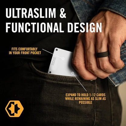 The Ridge Wallet - Slim Minimalist Compact Wallet and Card Holder| RFID Protected Front Pocket Wallets | Integrated Cash Strap | Polar White
