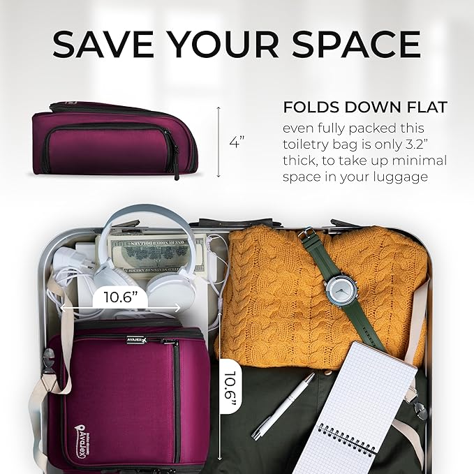 Travel Toiletry Bag for Men and Women - (10.6”x10.6”x3.2”) Large Hanging Toiletry Organizer - Waterproof Hygiene Bag with Metal XXL Swivel Hook, with Sturdy Zippers and 19 Compartments for Toiletries