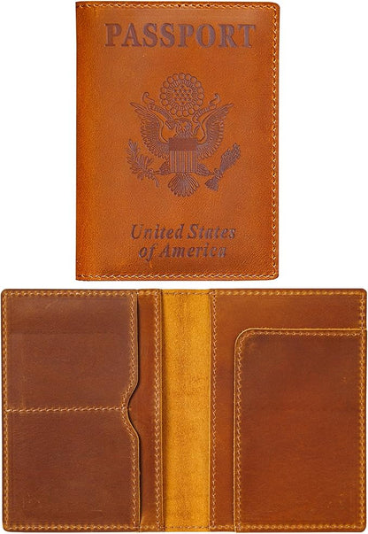 HIFA Leather Passport Holder, Handmade Passport Cover with Card and Ticket Slot - Genuine Leather, Elegant Design, Easy Access - Passport Case, Passport Wallet, Passport Holder