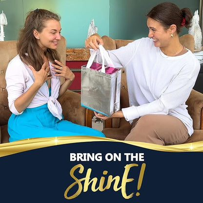 Nush Nush Set of 30 Silver Gift Bags in Bulk – Reusable Gift Bags Bulk Medium Size with Handle - Ideal Party Goodie Bag for Adults, Christmas, Birthday Party Favors, Wedding, Thanksgiving – 8x4x10