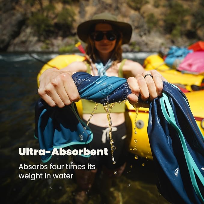 Rumpl Tech Towel Quick-Dry Towel for Travel, Beach, and Camp, Ocean Fade