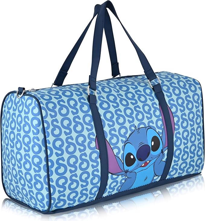 Disney Stitch Travel Bag, Duffle Bag, Overnight Bag, Weekender Bag | Mini 16 Inch Leather Classic Premium Travel Duffle Bag for Women, Men, Adults