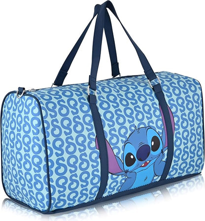 Disney Stitch Travel Bag, Duffle Bag, Overnight Bag, Weekender Bag | Mini 16 Inch Leather Classic Premium Travel Duffle Bag for Women, Men, Adults