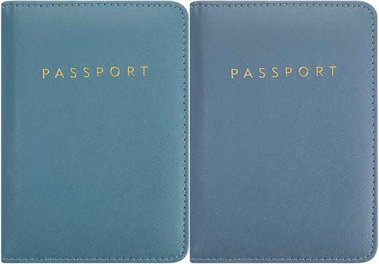 Frienda 2 Pieces Bridal Passport Covers Holder Waterproof Leather Holder Covers Travel Wallet Passport Case for Women and Men