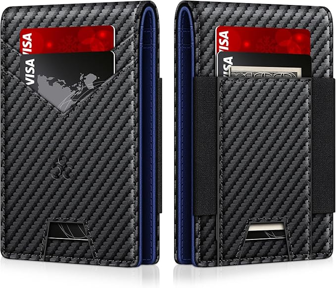 Wallet for Men Slim Leather Wallets for 13-17 Cards, RFID Blocking Thin Card Holder Wallet with ID Window & Large Capacity Cash Slot, Minimalist Bifold Small Wallet for Front Pocket, Gift for Men