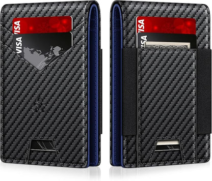 Wallet for Men Slim Leather Wallets for 13-17 Cards, RFID Blocking Thin Card Holder Wallet with ID Window & Large Capacity Cash Slot, Minimalist Bifold Small Wallet for Front Pocket, Gift for Men