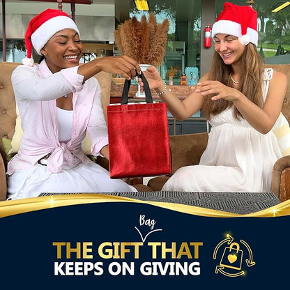 Nush Nush Shiny Red Gift Bags Bulk -Set of 30 Mediums Size, Bulk Gift Bags with Handles - Reusable Goodie Bag Christmas Gifts, Halloween Treats, Birthday Presents, Events, Return Gifts - 8Wx4Dx10H