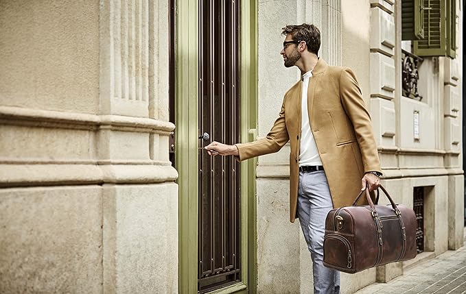 Leather Duffel Bag for Men & Women Travel, Weekend, Overnight, Gym Bag