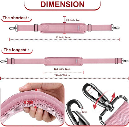ZINZ 74" Shoulder Strap with Fixed Pad and Dual Balanced Buckles，Pink