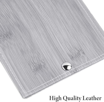 Pill Organizer,LIZIMANDU Weekly Travel Pill Case Box Medication Reminder Daily AM PM, Day Night 7 Compartments,for 4 Times A Day, 7 Days a Week-Includes Leather PU Carrying Case(1-Wood-Light Grey)