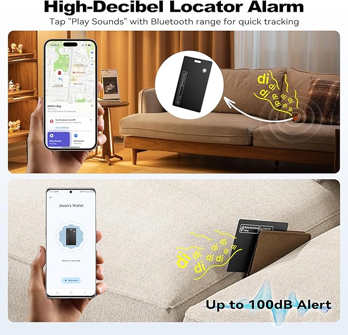 [2025 New] 2 Pack Dual Platform Rechargeable Air Tags Wallet Tracker Card, Dual System Smart Card, Compatible with Apple Find My & Google's Find Hub, Item Locator, Credit Card Size Tracker