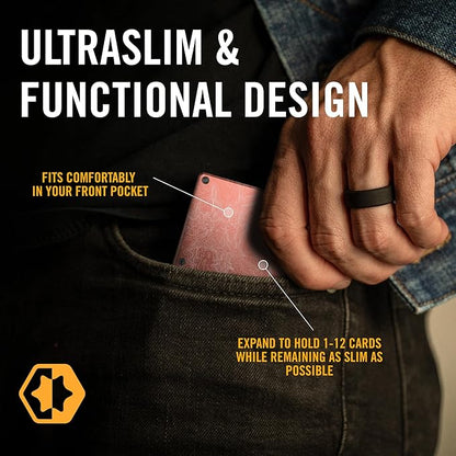 The Ridge Wallets for Men - Slim Minimalist, Front Pocket, RFID - Card Holder Wallets (The Narrows Topographic)