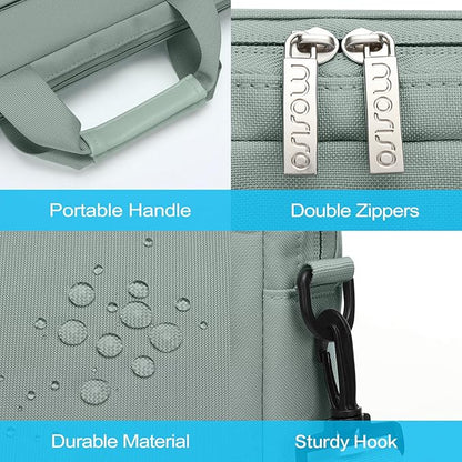 MOSISO Laptop Shoulder Bag 15.6 inch, 15-15.6 inch Computer Bag Compatible with MacBook Pro 16 inch, HP, Dell, Lenovo, Notebook with 2 Raised&1 Flapover&1 Horizontal Pocket&Handle&Belt, Antique Green