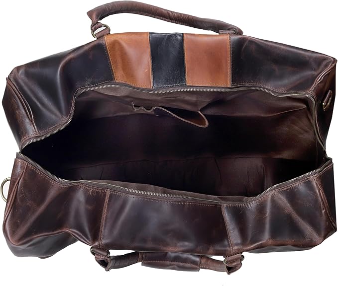 Genuine Leather Duffel Travel Overnight Weekend Leather Bag Sports Gym Duffel Luggage Travel Bag For Men And Women travelling cabin duffle Bags 24 Inch (retro)