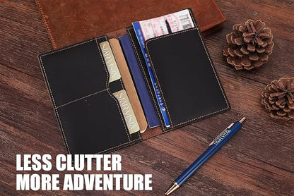 STAR VISTA Albatross Leather Travel Passport Holder, Minimalist Design, Full Grain Leather Case for Women and Men - Slim Passport Wallet, Bifold, RFID Blocking, Dark Chocolate