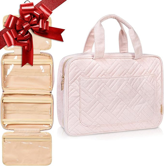 BOACAY Large Hanging Travel Toiletry Bag for Women, Makeup Bag, Bathroom & Shower Organizer Kit for Accessories, Cosmetics, Essentials