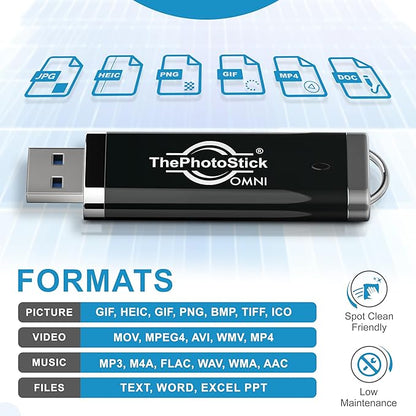 ThePhotoStick® Omni 128GB (2 Pack) - Photo & Video Backup and Transfer | Digital File Organizer | USB & Multiport Connection for Phones, Tablets and Computers | Portable Memory | External Storage