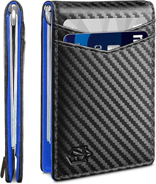 Zitahli Wallet for Men-6 Slots ID Window-Mens Wallets-Slim Wallet Classic Spring Money Clip RFID Blocking-Gift for Men