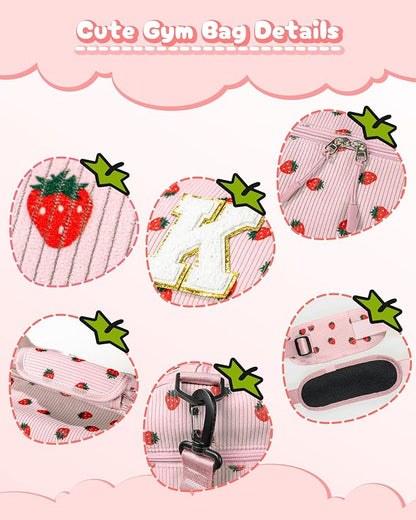 9 Year Old Girl Birthday Gifts, Girls Gym Bag, Kids Personalized Weekend Duffel Bags with Shoe Compartment, Initial Travel Tote with Makeup Bag, Cute Stuff for Daughter (Letter P)