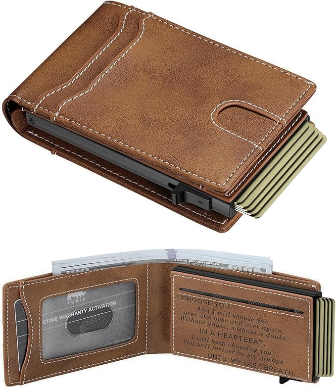 furid Gifts for Husband Him Valentines: Smart Wallet Rfid Blocking - Stocking Stuffers Gift Boxed For Boyfriend Father at Birthday Valentines Day Anniversary