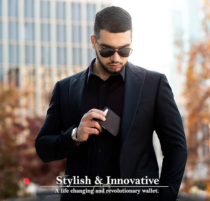 SERMAN BRANDS Money Clip Wallet - Mens Wallets slim Front Pocket RFID Blocking Card Holder Minimalist Mini Bifold