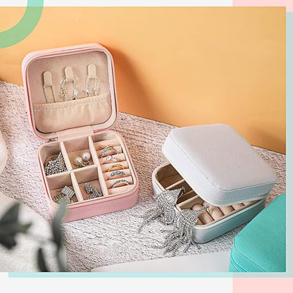 Batiyeer 50 Pcs Small Jewelry Travel Case Bulk Mini Jewelry Box Wedding Bridesmaid Proposal Return Gift for Pooja(White Pink Green)