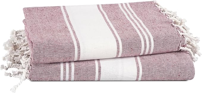 LANE LINEN Turkish Beach Towels, 2 Pack Extra Large Beach Towel, Pre-Washed for Soft Feel, Oversized Sand Free Quick-Dry Pool Towel, Beach Towels for Adults, 39"x71" - Wistful Mauve