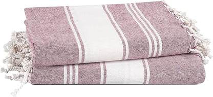 LANE LINEN Turkish Beach Towels, 2 Pack Extra Large Beach Towel, Pre-Washed for Soft Feel, Oversized Sand Free Quick-Dry Pool Towel, Beach Towels for Adults, 39"x71" - Wistful Mauve