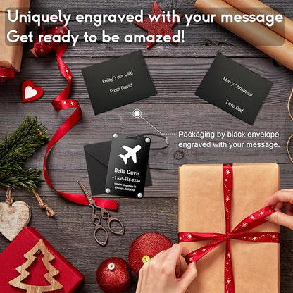 Luggage Tags for Suitcases 4 Pack: Personalized Luggage Tags for Backpacks & Bags Tags with Coustomizable Texts (Black)