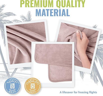 BOACAY Soft & Warm Travel Blanket for Airplane & Car - Long Flight Essential for Women, Men, Kids - Compact Pillow with Luggage Sleeve & Backpack Clip