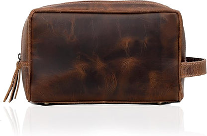 VC VINTAGE COUTURE Leather Toiletry Bag for Men Extra Large Leather Men's Toiletry Bag for Traveling Real Leather Dopp Kit for Men Leather Shaving Bag for Travel