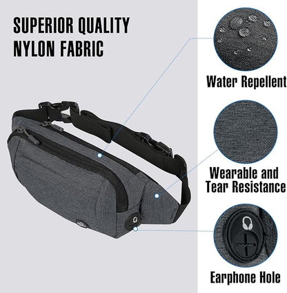 WATERFLY Fanny Pack Waist Bag: Small Hip Pouch Bum Bag Fannie Pack Phanny Fannypack Waistpack Bumbag Beltbag Sport Slim Fashionable for Jogging Hiking Hiker Woman Man