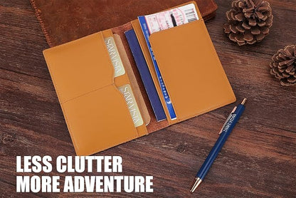 STAR VISTA Albatross Leather Travel Passport Holder, Minimalist Design, Calfskin Leather Case for Women and Men - Slim Passport Wallet, Bifold, RFID Blocking, Honey