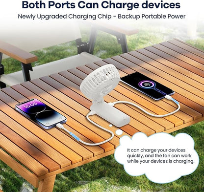 HandFan 5200mAh Portable Handheld Fan, Rechargeable Hand Fan, Battery Operated 8.5-27hrs, Personal USB Foldable Fan, Travel Essential Gifts for Women/Girls/Friends (White)