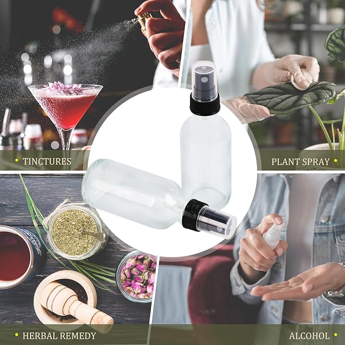 Clear Glass Small Spray Bottles 2 oz 24 Packs,Fine Mist Sprayer Pretty Finish,Refillable Containers mini spray bottles for Cleaning Solutions and Skin Care (Clear 24Pack)