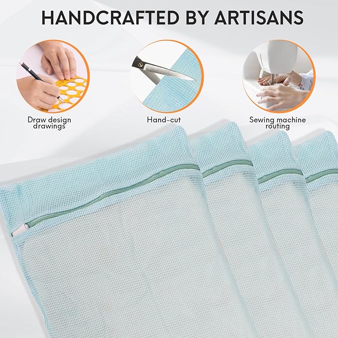 4-Piece Blue Medium Durable Organic Cotton Mesh Laundry Bags with Sturdy Zippers and Breathable Mesh are Delicate Laundry Bags for Underwear, Clothes, Pants and Socks