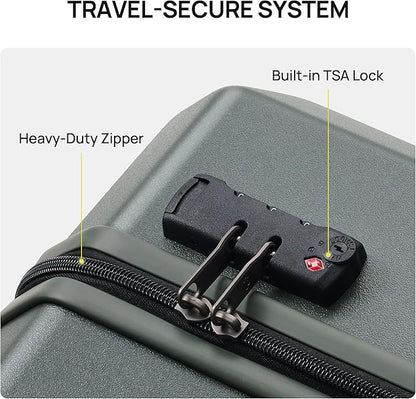 NINETYGO Carry On Luggage 22x14x9 Airline Approved, Carry On Suitcase with Smooth Double Spinner Wheels, Hard Shell PC+ABS Suitcase Carry-On, Lightweight Travel Luggage, TSA Approved (White, Sahara)